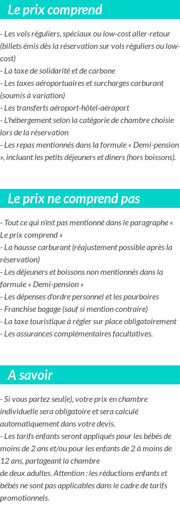 Conditions tarifaires