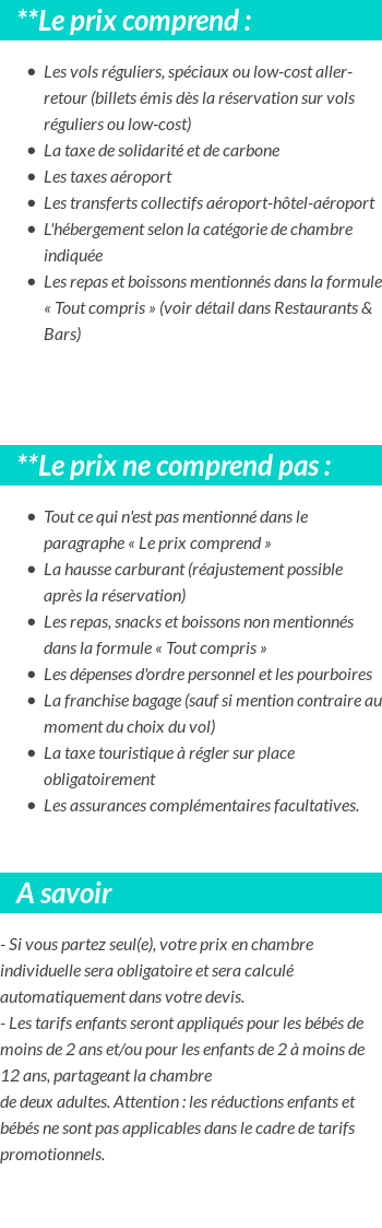 Conditions tarifaires