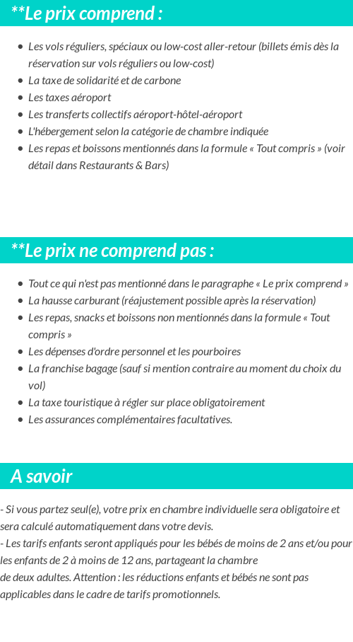 Conditions tarifaires