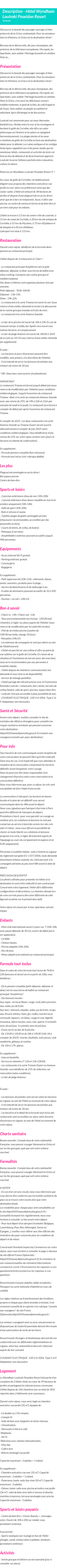 Détails du séjour