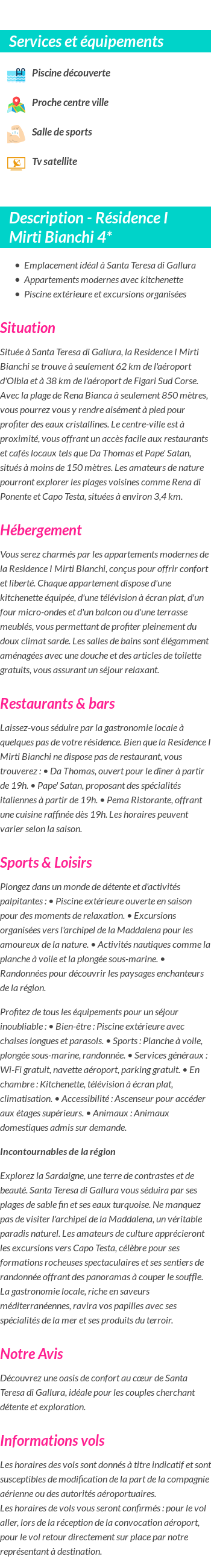 Détails du séjour