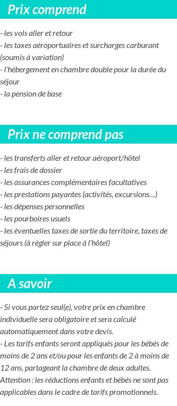 Conditions tarifaires