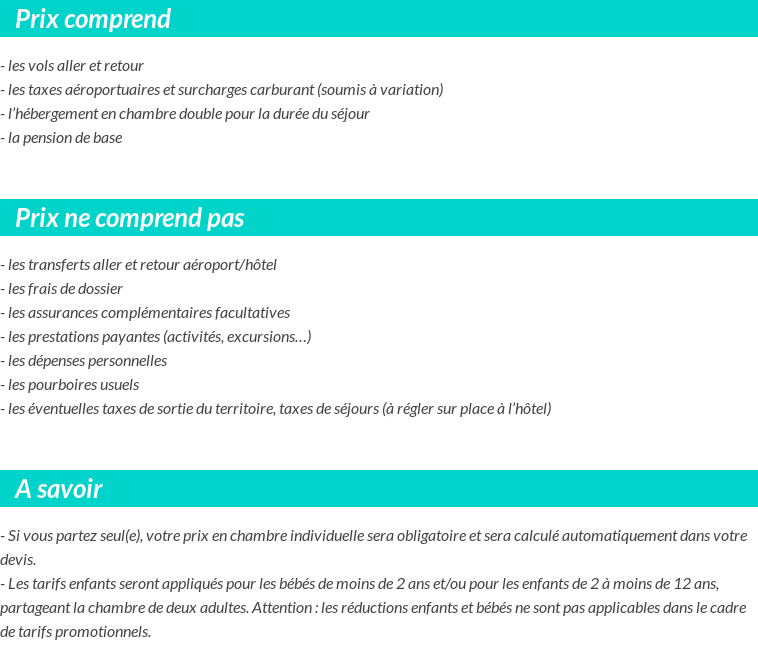 Conditions tarifaires