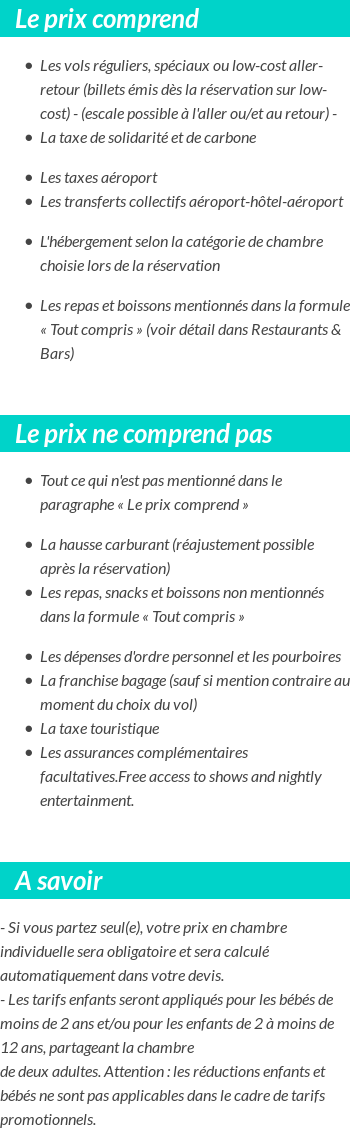 Conditions tarifaires