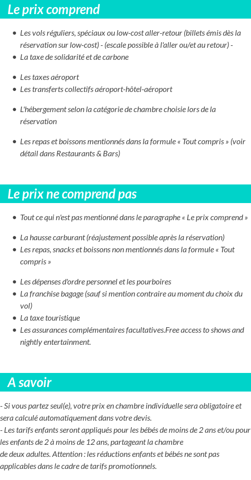 Conditions tarifaires