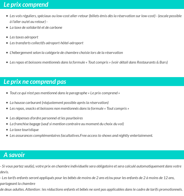 Conditions tarifaires