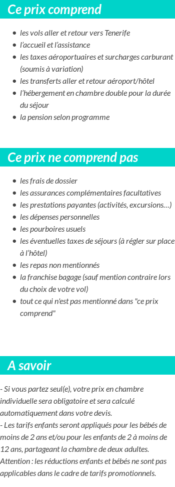 Conditions tarifaires