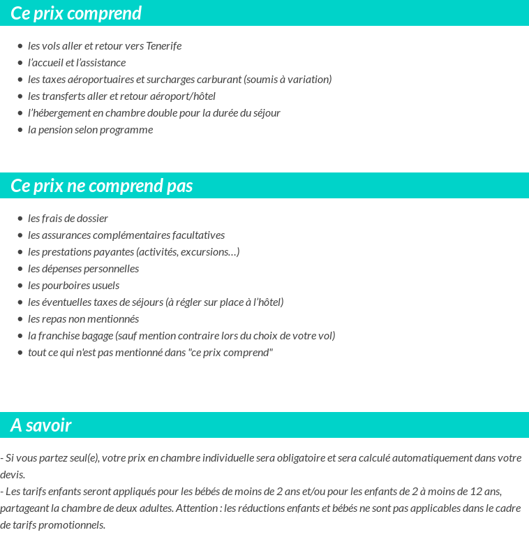 Conditions tarifaires