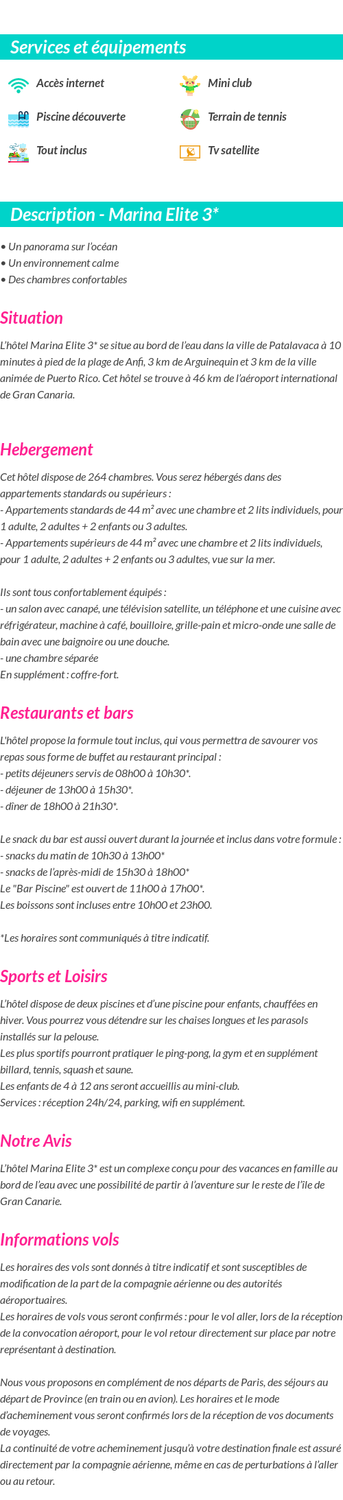 Détails du séjour