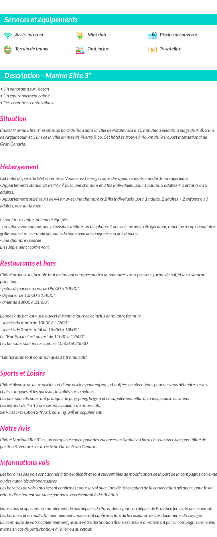 Détails du séjour