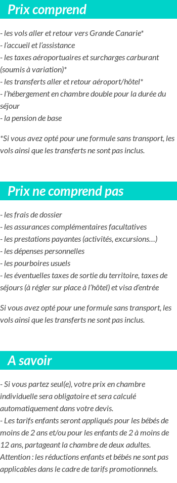 Conditions tarifaires