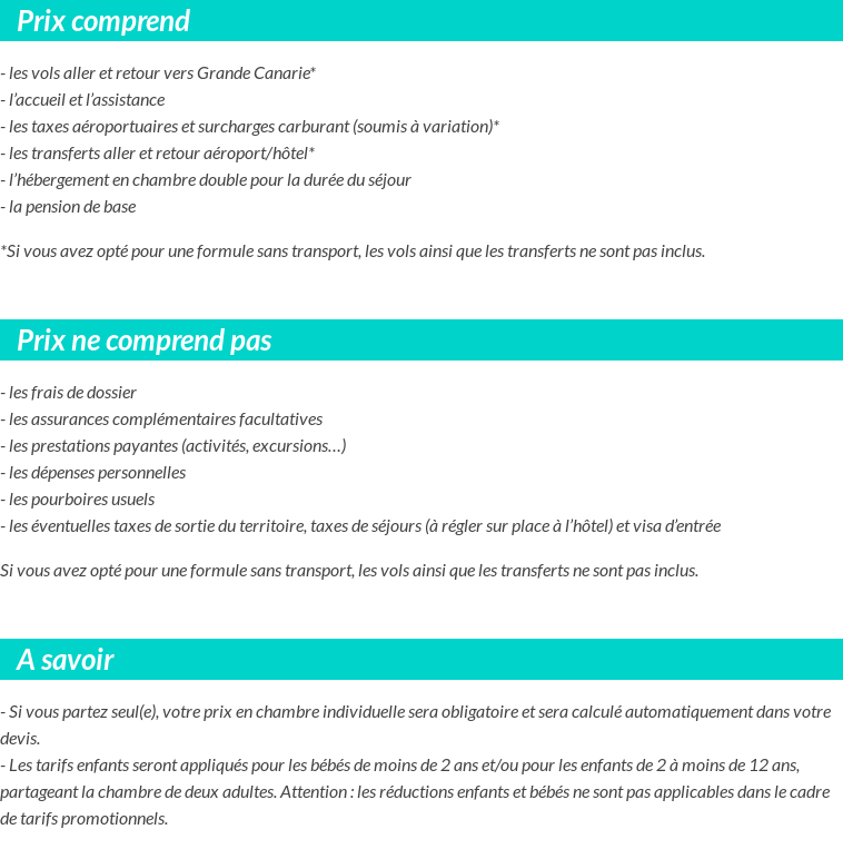 Conditions tarifaires