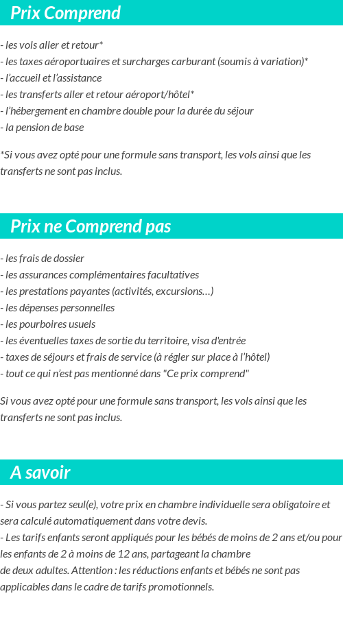 Conditions tarifaires