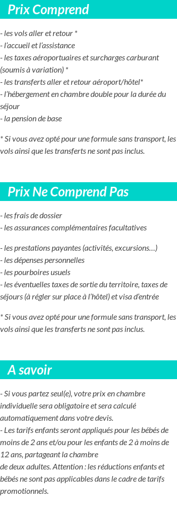 Conditions tarifaires