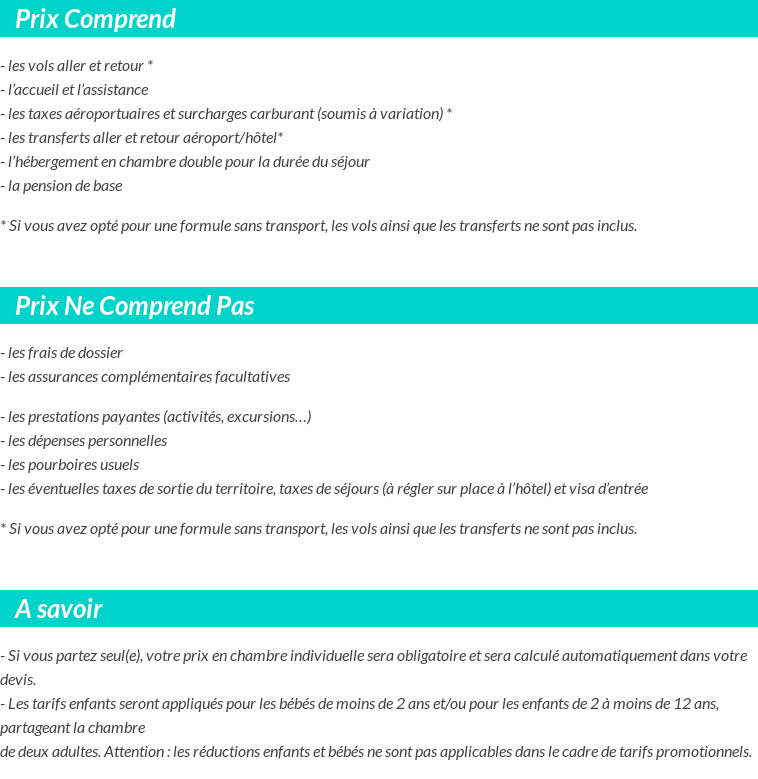 Conditions tarifaires