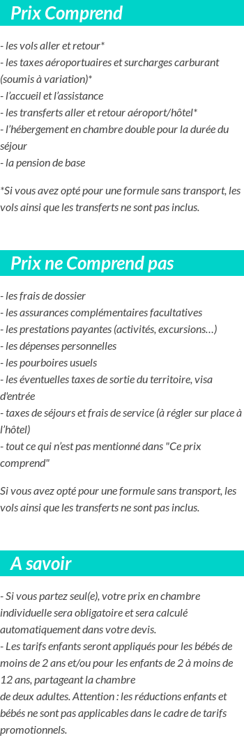 Conditions tarifaires