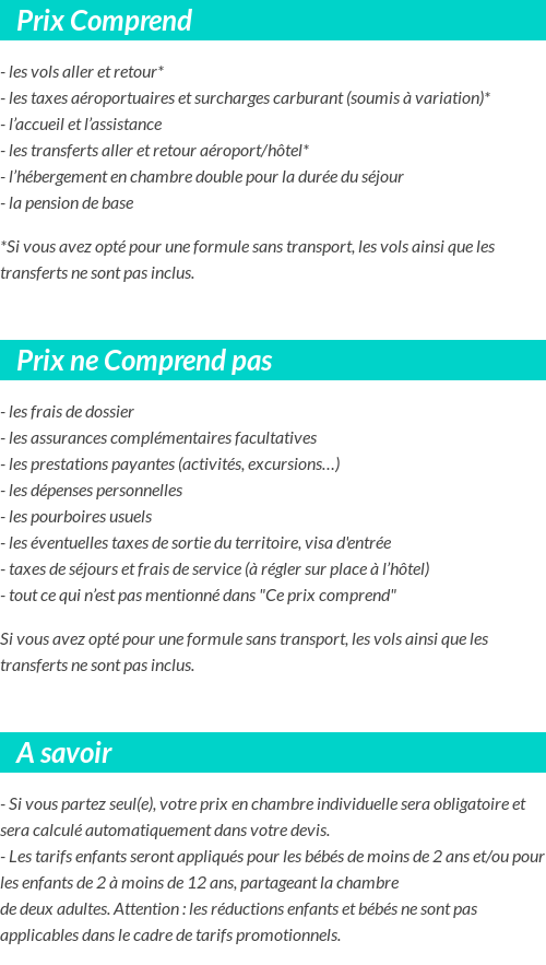 Conditions tarifaires