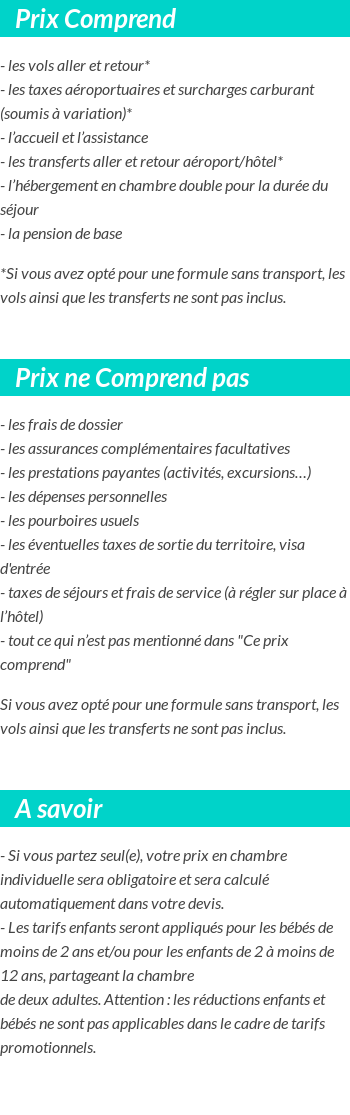 Conditions tarifaires