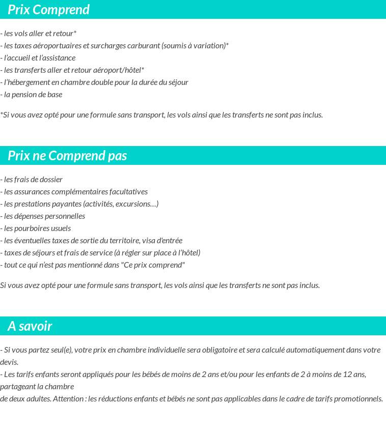 Conditions tarifaires