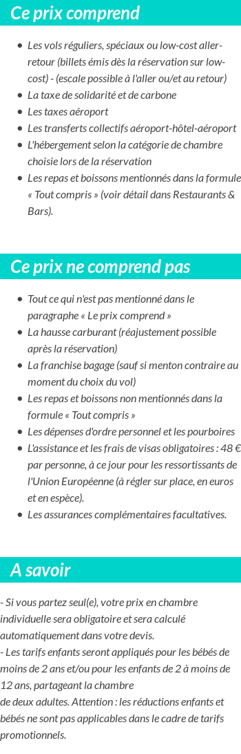 Conditions tarifaires