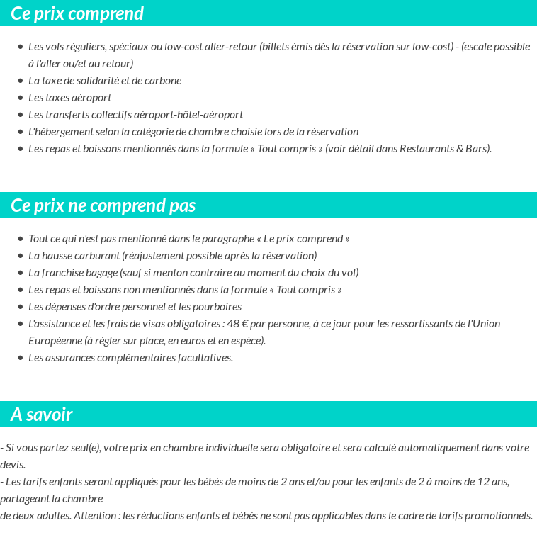 Conditions tarifaires