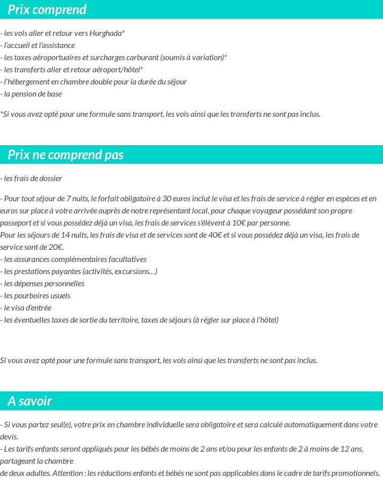 Conditions tarifaires