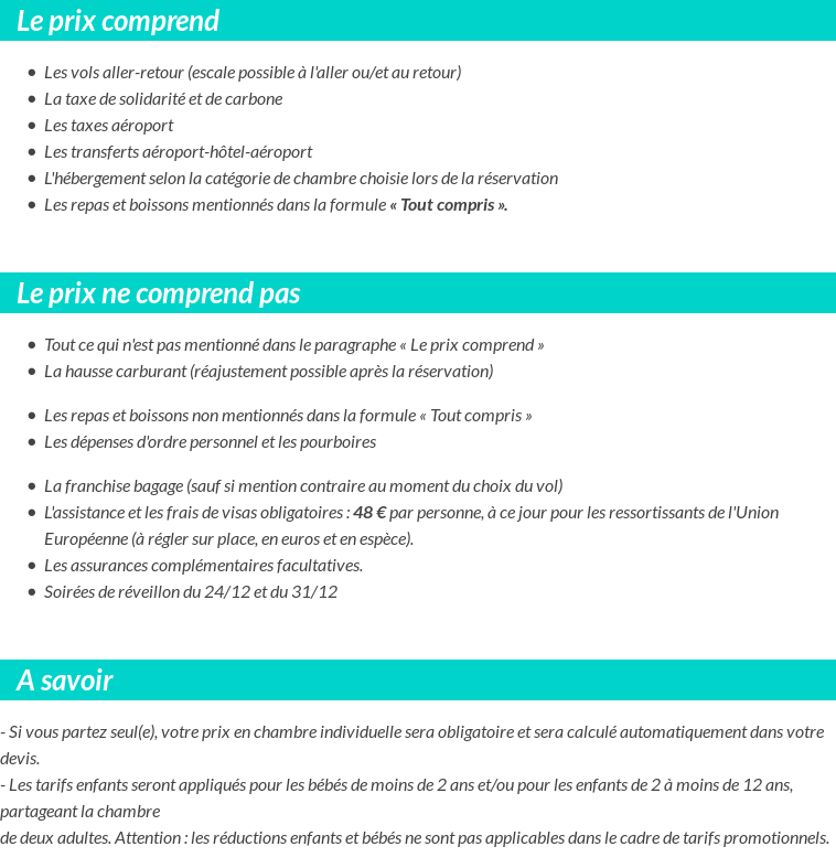 Conditions tarifaires