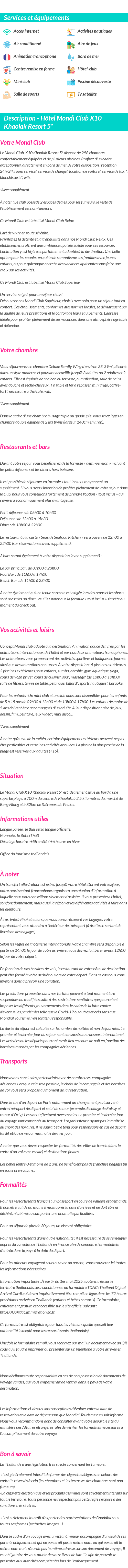Détails du séjour