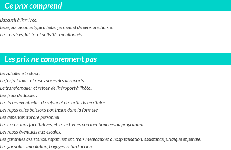 Conditions tarifaires