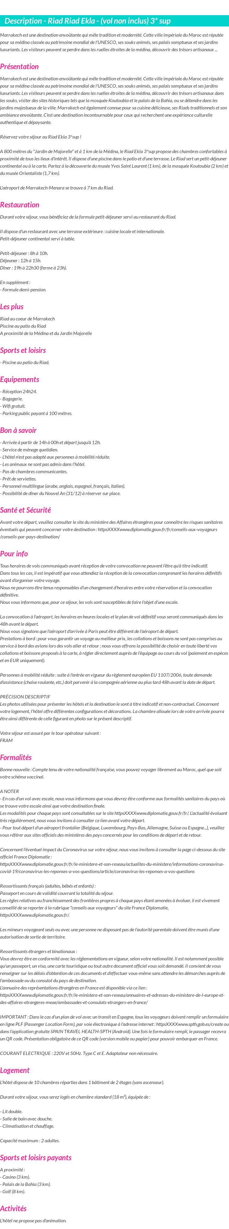 Détails du séjour