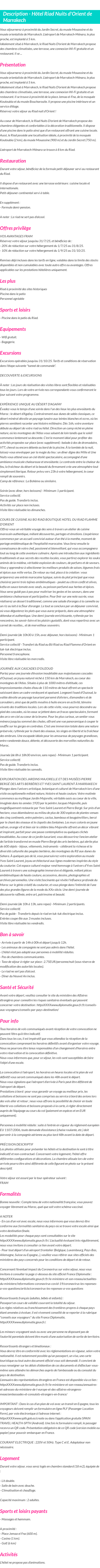 Détails du séjour