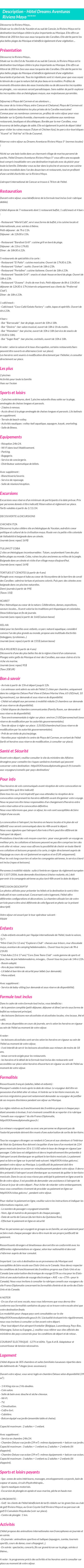Détails du séjour