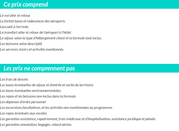 Conditions tarifaires