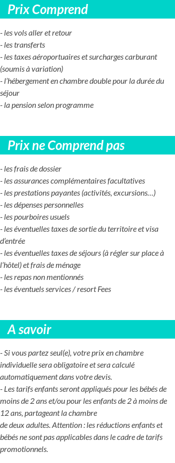 Conditions tarifaires