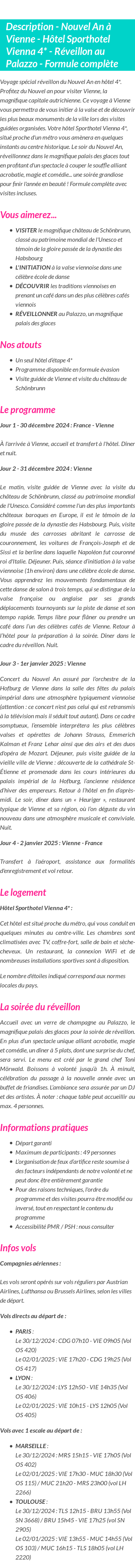 Détails du séjour