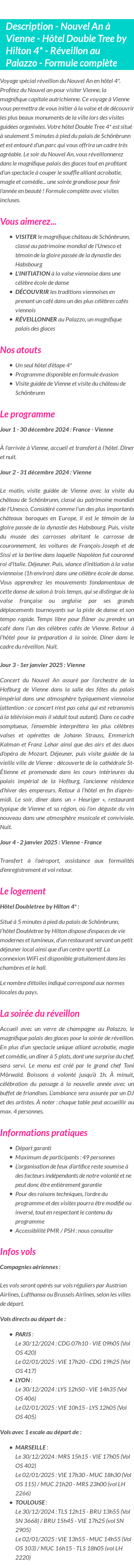 Détails du séjour
