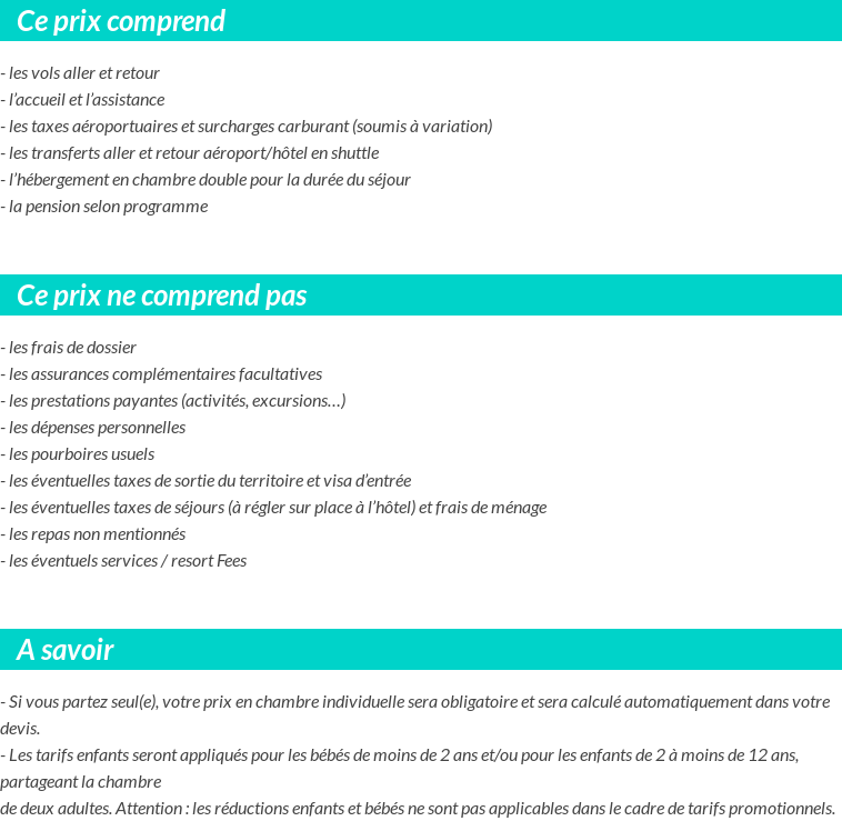 Conditions tarifaires