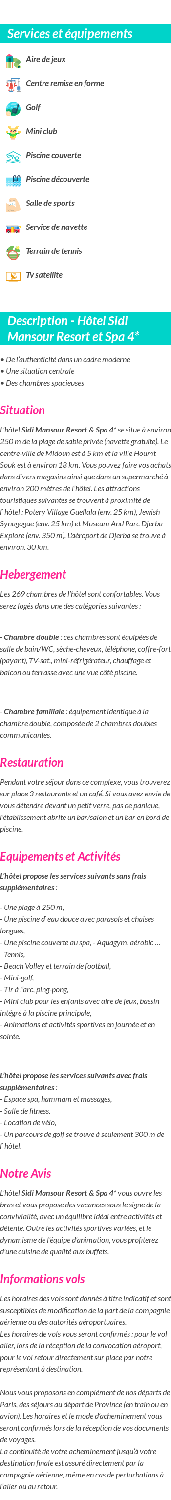 Détails du séjour