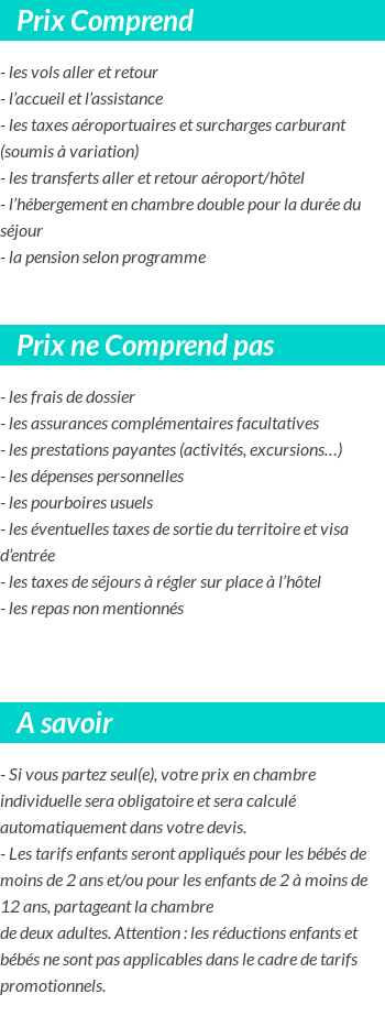Conditions tarifaires