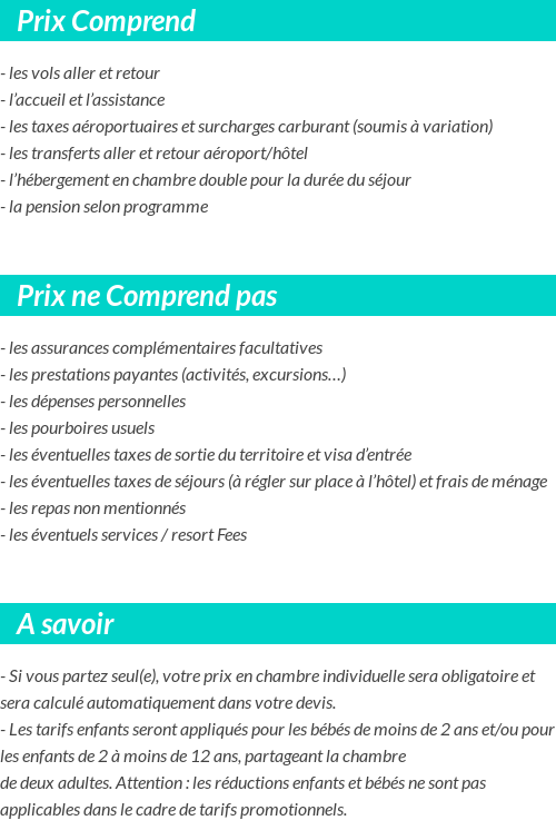 Conditions tarifaires