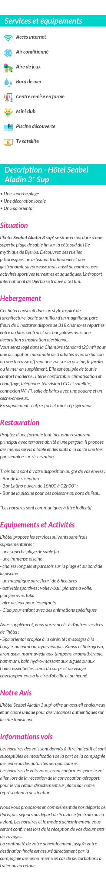Détails du séjour
