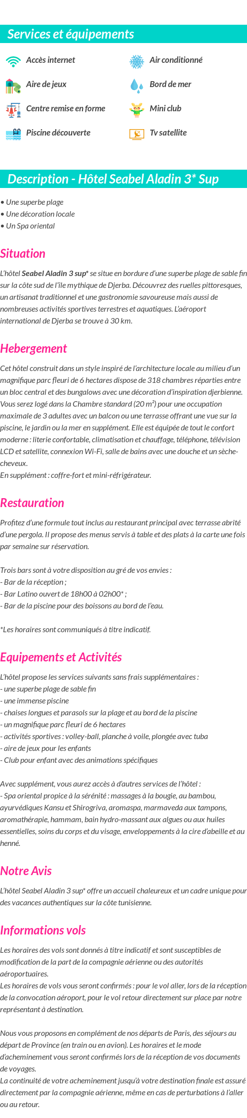 Détails du séjour