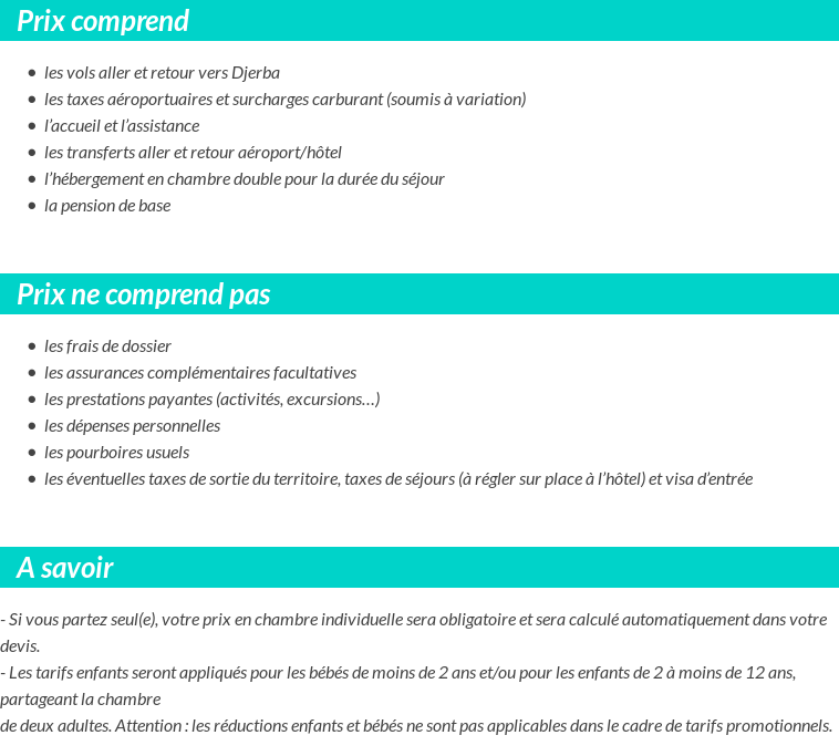 Conditions tarifaires