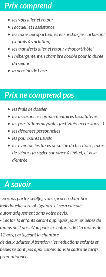 Conditions tarifaires