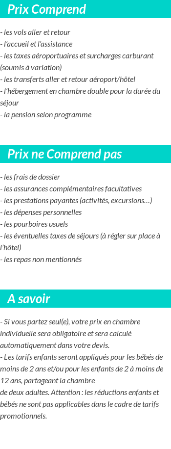 Conditions tarifaires