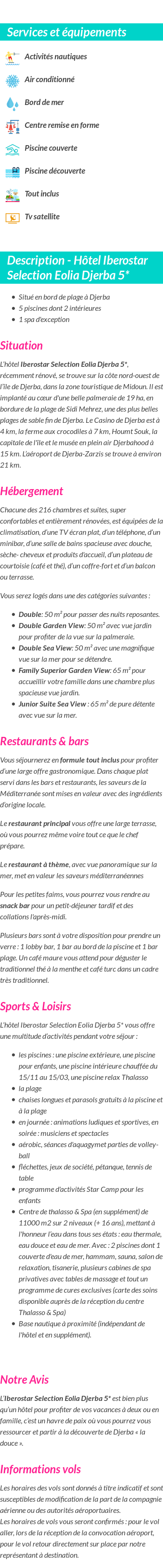 Détails du séjour