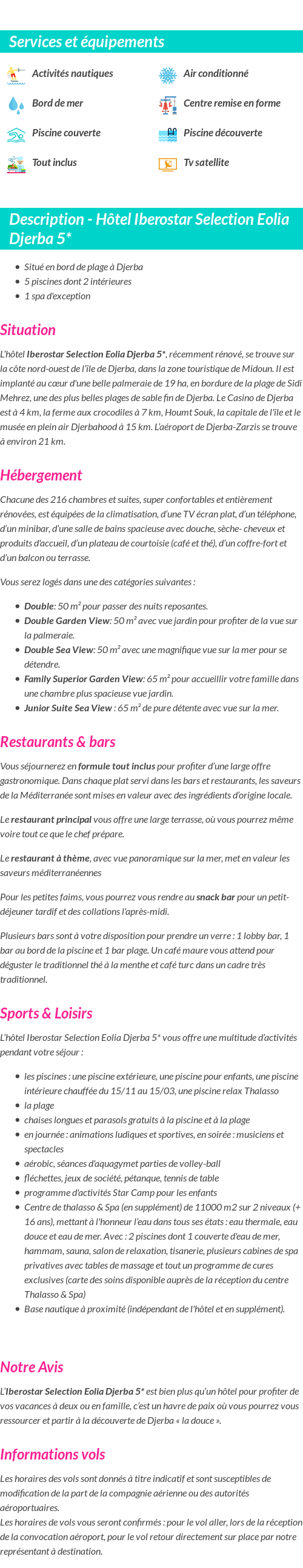 Détails du séjour