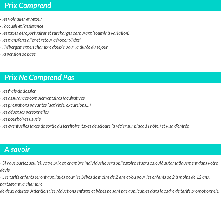 Conditions tarifaires