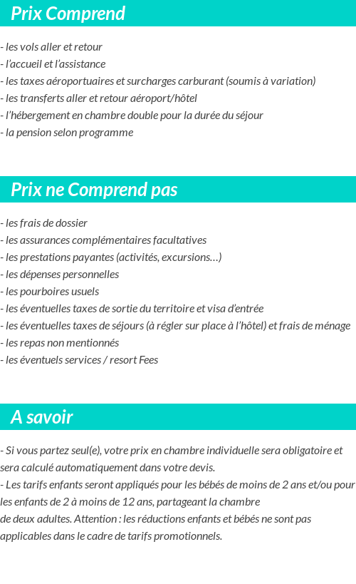 Conditions tarifaires