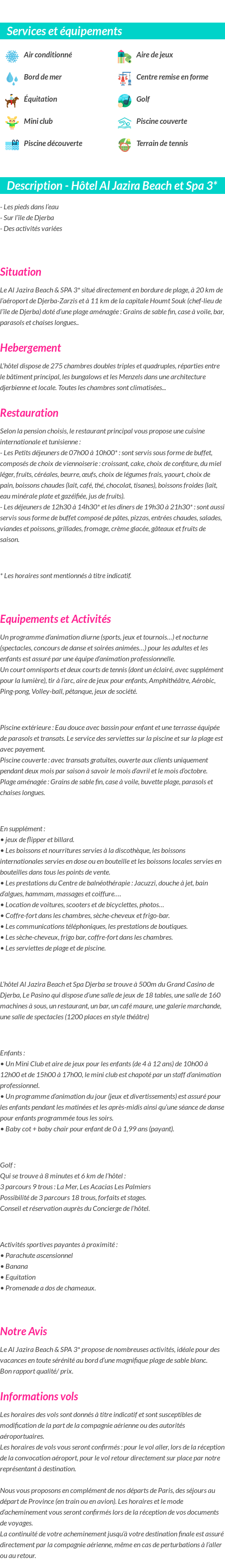 Détails du séjour